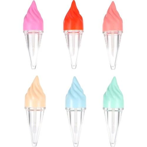 6pcs Creative Lip Gloss Tubes Ice Cream Shape Lipstick Tubes Lib Balm Container