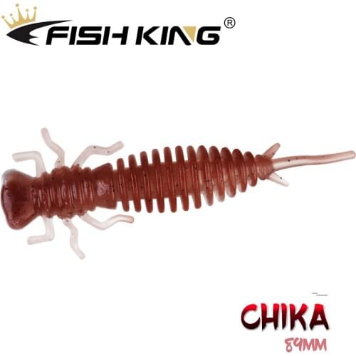 FISH KING Larva Soft Lures 4pcs/pack 89mm/5g Artificial Lures Fishing Worm Silicone Bass Pike Minnow Swimbait Jigging Baits
