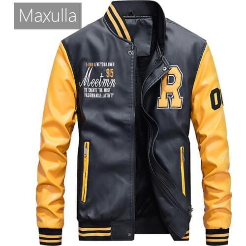 Maxulla PU Leather Jacket Mens Fashion Hip Hop Leather Coats Male Causal Slim Fit Faux Leather Punk Motorcycle Jackets Clothing