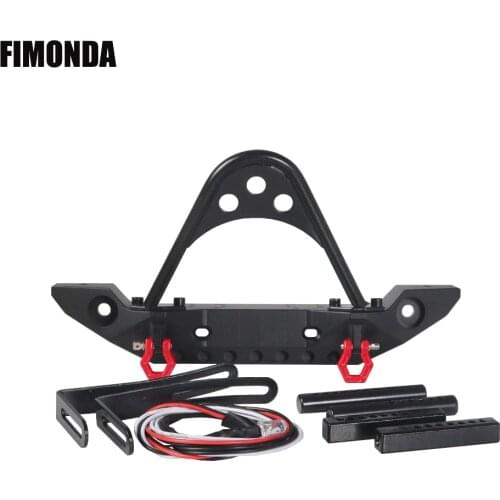 SCX10 Metal Front Bumper with Led Light for 1/10 RC Crawler Car Axial SCX10 90046 Traxxas TRX4 D90 D110 Defender Upgrade Parts