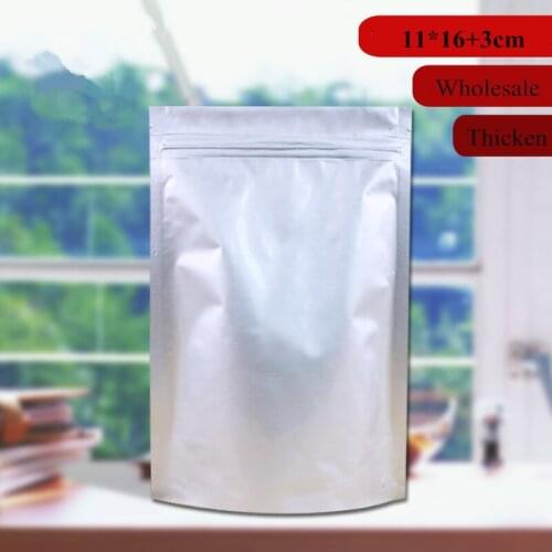 11*16+3cm Reusable Zipper Bag Silver Aluminium Foil Stand Up Ziplock Bag Self-Sealed Electronic Gadgets Ziplock Bag