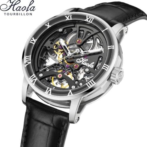 HAOFA Skeleton Automatic Men Mechanical Wristwatches Luxury Rotating Dress Watch Men Sapphire Ceramic Scale relogio masculino
