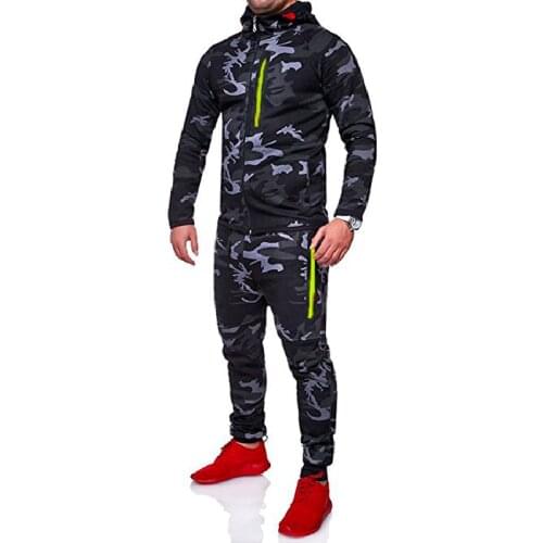 Hoodies Sweatshirt Pants Joggers Suit New Camouflage Printed Men Set Fashion Zipper Jacket Men 2Pcs Tracksuit Sportswear