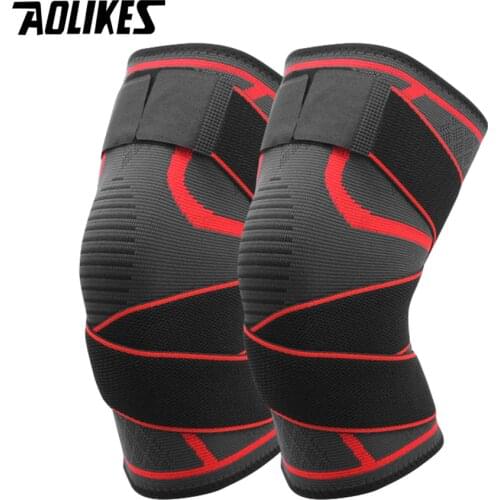 AOLIKES 1Pair Sports Knee Support Knee Brace Pressurized Elastic Knee Pads Support Basketball Volleyball Breathable Bandage