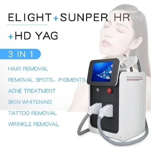 BEST 3 in 1 Multifunctional IPL Laser Hair Removal Machine Nd Yag Laser Tattoo Removal machine RF Face Lift Hair Removal laser