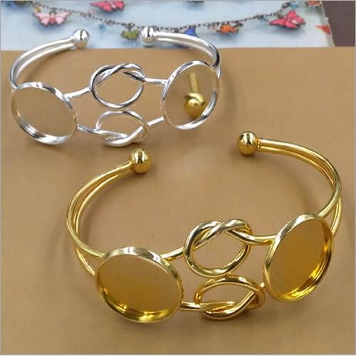 Fit 20mm cabochons Vintage Copper Round Blank Setting Bezel Base Cabochon Bracelet Base For DIY Bangle 2pcs/lot K05274