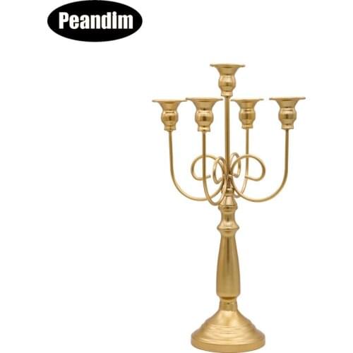 PEANDIM European Luxury Candle Holders Gold Candlestick Wedding Party Centerpieces Decoration Home Dining Table Ornaments Holder