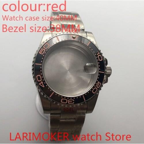 Suitable for NH35 NH36 Miyota 8215 40mm sapphire glass 904L stainless steel case sealed bottom cover, rotatable bezel sea pink