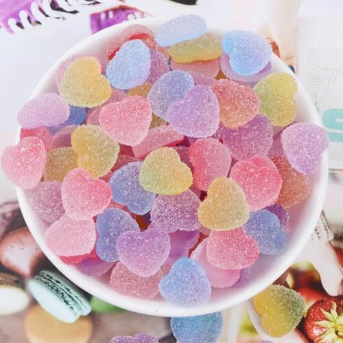 20pcs/lot Resin Soft Candy Heart Charms Pendant Jewelry Making Accessory Home Phone Decoration 17*17mm