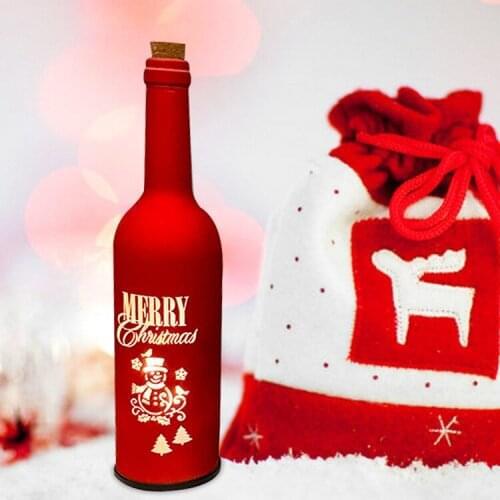Holiday supplies Christmas wine bottle lamp family bar decoration Christmas crafts creative layout glass decoration