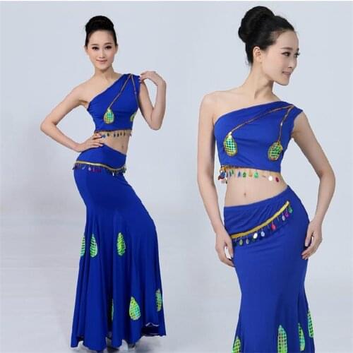 Peacock dance costumes dance clothes performance clothing skirt package hip fishtail skirt practice skirt