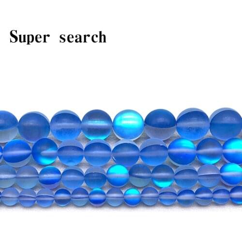 Navy Blue Frost Moonstone Gem Matte Round crystal Beads 6 8 10 12MM Fit Diy DIY Chrams Necklace Bracelets For Jewelry Making