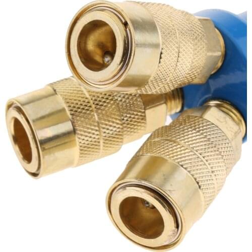Solid 3 Way Air Hose Manifold Quick Coupler Connector Adapter Splitter, 1/4 inch
