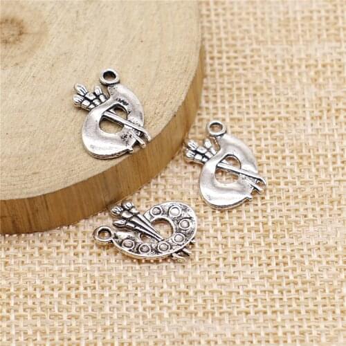 WYSIWYG 40pcs 16x12mm Charms Plate Watercolor Paint Tray Antique Silver Color Pendants DIY Making Findings Handmade Jewelry