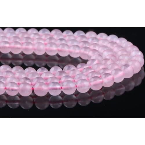 100% Natural Stone Round Rose Crystal Small Hole Beads For Women Jewelry Making DIY Bracelet Necklace Accessories 4-12mm 15inch