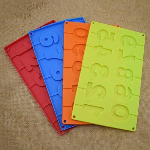 1 Pcs 0-9 Numbers Shape Lollipop Silicone Mold 3D Hand Made Pop Sucker Sticks Lollipop Chocolate Mold With Sticks