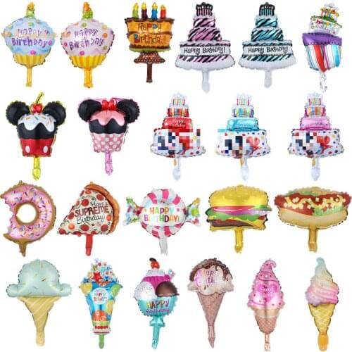 1pc Minnie Mickey Cake Ice Cream Aluminum Foil Balloon Birthday Party Balloon Kids Toy Baby Shower Balloon Globos Cumpleanos