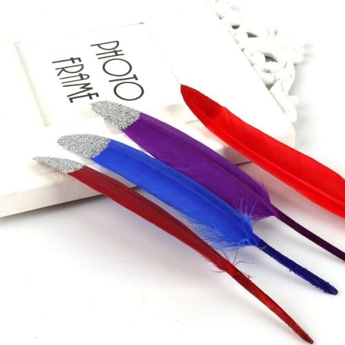 10pcs Silver Colorful Dyed Beautiful DIY Goose Feathers For Home Decor Earrings Jewelry Clothing DIY Sewing Accessories