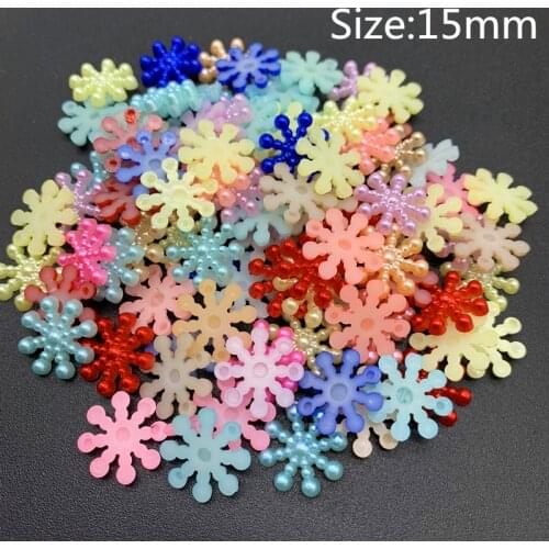 100pcs/lot Mix color Snowflake Shape Imitation Pearls Flatback For Art Scrapbooking Wedding Decoration Beads For Jewelry Making