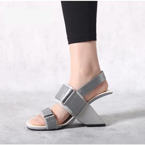 2021 Summer Wedges Sandals Velcro Slope Heel Gladiator Sandals Womens Shoes Retro Fish Mouth High Heel Sandalias Femininas