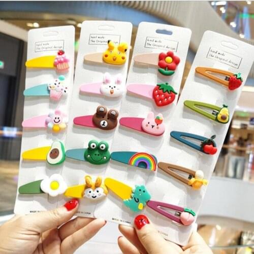 5pcs/lot New Girls Cute Cartoon Fruit Hairpins Children Sweet Hair Clips Barrettes Hair Ornament Kids Fashion Hair Accessories
