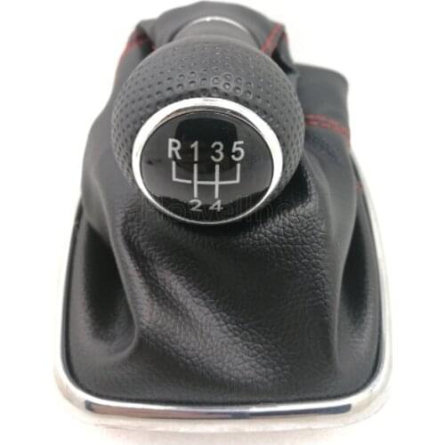 5 Speed Red/Black PU Leather Gear Shift Knob Shifter Lever Boot Cover For VW Golf GTi MK4 R32 Bora MK4 Jetta