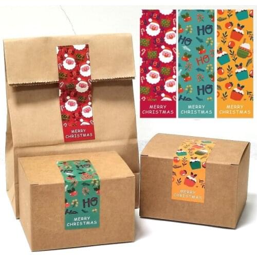 50PCS/pack Christmas Pattern Wrapping Gift Box Labels Sealing Stickers DIY Holiday Party Supplies