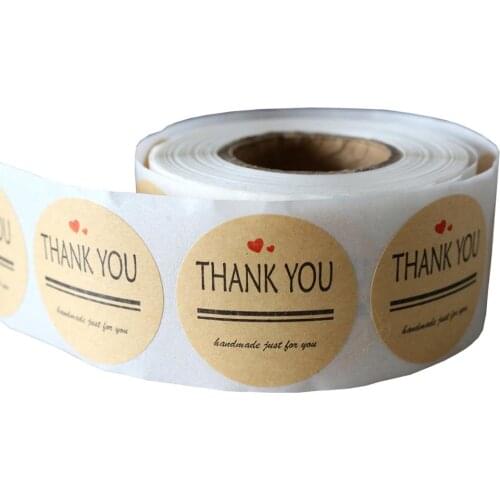 500pcs 1.5Inch DIY Thank you Handmade With Love Label Wedding Stickers Adhesive Sticker Kraft Round Labels Just for you Sticker