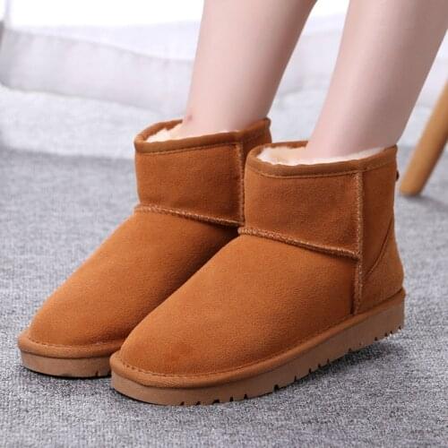 Australia Women Snow Boots 100% Genuine Cow Leather Ankle Boots Warm Winter Boots Woman shoes Rubber Soles large size 35-44