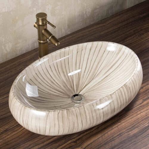 Chinese art white hand European antique oval lavabo ceramic bathroom sink top ceramic lavabo