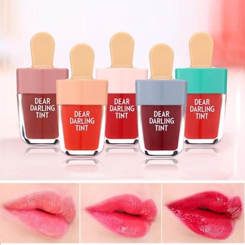 Brand Makeup 5 Colors Batom Super Ice Cream Lip Gloss Matte Waterproof Long Lasting Makeup Liquid Lipstick Sweet Red Lip Tint
