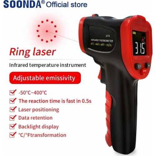 Color LCD Ring Laser Display Digital Infrared Thermometer Non Contact IR Temperature Gun Pyrometer Tester Temperature Instrument