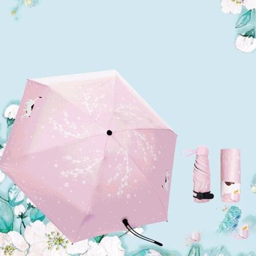 Cherry Blossoms Flower Umbrella Rain Women uv Charm Animal Cat Umbrella For Womens Windproof Folding Umbrella Women Gift Parasol