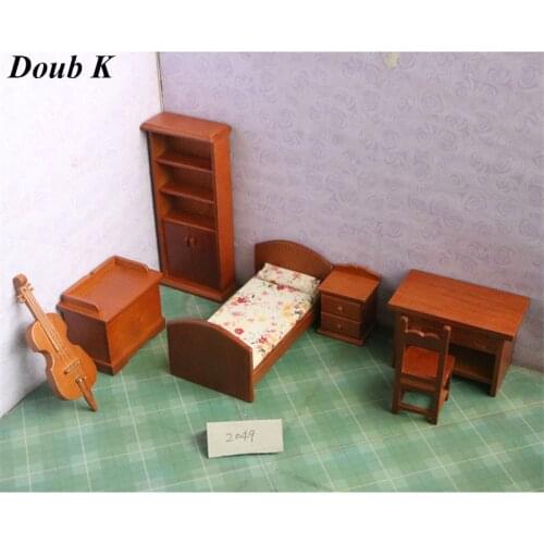 Doub K 1:12 Wood Dollhouse Furniture toy wooden furniture Miniature bedroom dolls house pretend play toys for girls children kid