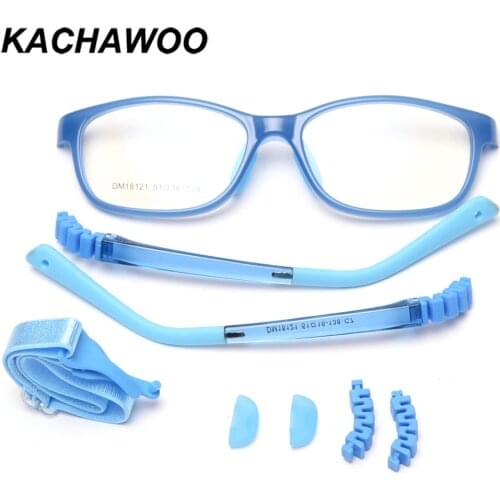 Kachawoo children square eyeglasses optical TR90 kids glasses frames flexible boys girls Protective silicone blue pink black
