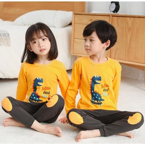 Childrens Long Sleeve Pajama Suit Cotton Home Clothes Boys' Baby Kids Pajamas Baby Clothing Set Cartoon Sleepwear Suit
