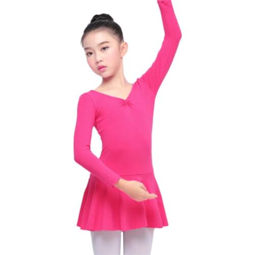 Childrens Dance Costume Spring Childrens Skirt Bowknot Ballet Clothing Female Long / Short Sleeve Dance practice Costume
