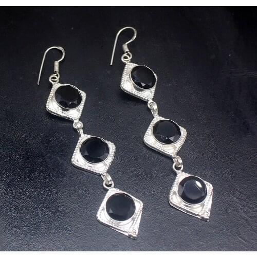 Gemstonefactory Big Promotion Unique 925 Silver Elegant Black Onyx Swan Hot Women Ladies Gifts Dangle Drop Earrings 20212272
