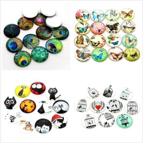 Hot Sale 10pcs 25mm New Fashion 13style Mixed Handmade Glass Cabochons Pattern Domed Jewelry Accessories Supplies
