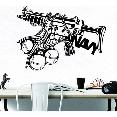 Weapons Wall Decal Living Room Art Decor Grenades Automatic War Army Shooting Vinyl Wall Stickers Teen Room Decoration Z278