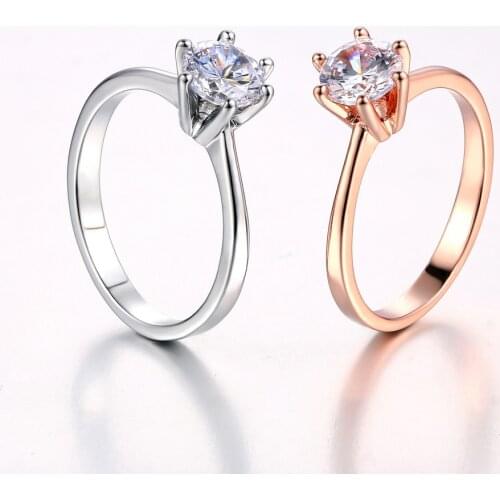 Wedding Engagement Rings For Women Female Jewellry Silver Color Ring 6 Clows Zirconia Ring With Stone Jewelry Wholesale R013