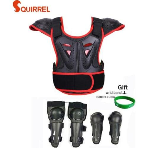 Red 4-16 Years Kids Armor Baby Youth Horse Beach Full Body Protector Armor Grove Knee Elbow Guard Motocross Vest Equiment