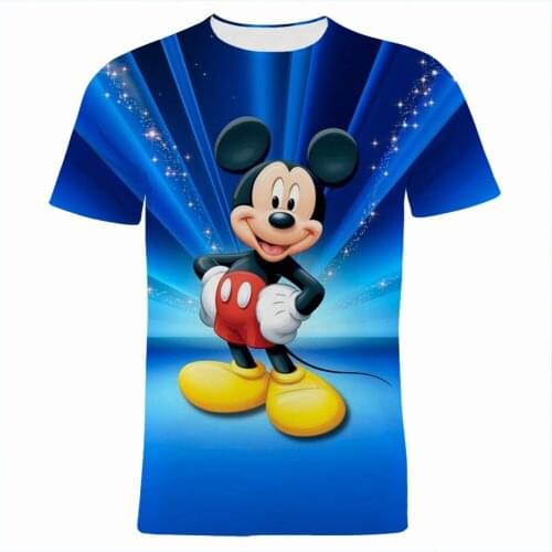 Summer Casual Boy Girl Kids Tee Shirts Disney Mickey Mouse 3D Print Oversized Men T-shirts Cartoon Anime Women Clothes
