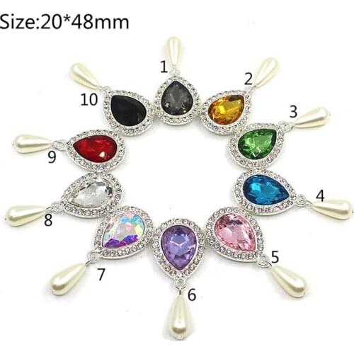 Fashion 10pc 20*48mm pearl glass rhinestone button 2020 Wedding Wine glass decorate DIY Hair scrapbooking Accessories