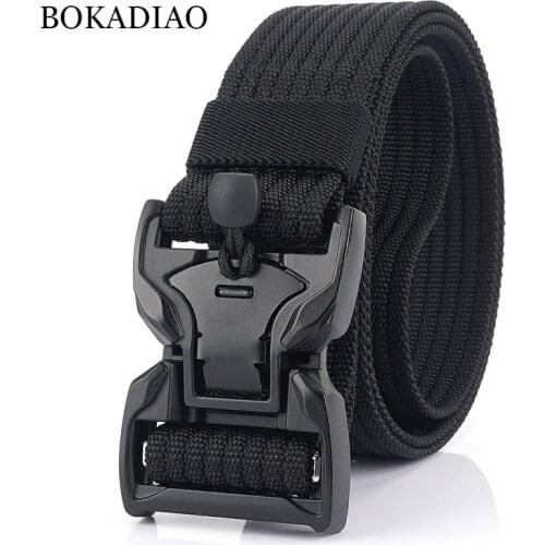 BOKADIAO Army Military Combat man Canvas Belt Magnetic buckle Tactical Belts for men Nylon Outdoor Training Waistband male strap