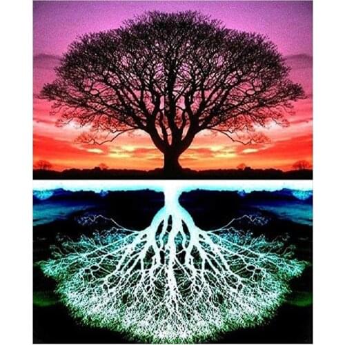 Paint By Number Tree Kit for Adults Beginner Kids Reflection Tree DIY Canvas Painting By Numbers Painting for Home Decor