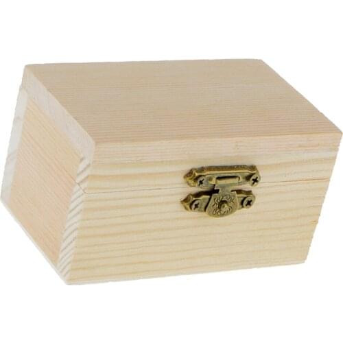2pcs Unfinished Wooden Box Trinkets Jewelry Holder Painting Art Projects