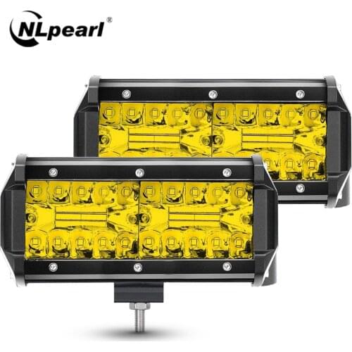 NLpearl 4 7 Inch Offroad LED Bar 12V 24V Yellow LED Light Bar for Truck Boat 4x4 Jeep 4wd Atv 3000K LED Work Light Car Fog Light