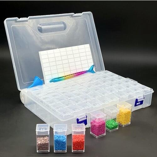 New Diamond Embroidered Transparent Storage Bottle Round/Square Mosaic Convenience Box 60/64 Bottles Diamond Painting Tool Acces