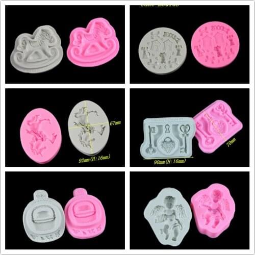 New Silicone Fondant Mold Angel Baby Unicorn Trojan Basket Dog Bone Cake Decorating Tool Chocolate Mold DIY Cake Baking Mould